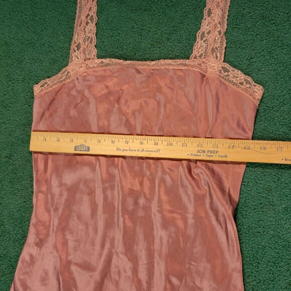 By Anthropologie Womens Sleep Dress Sz S Mauve Copper Reversible Lace-Trimmed Sl - Picture 8 of 10